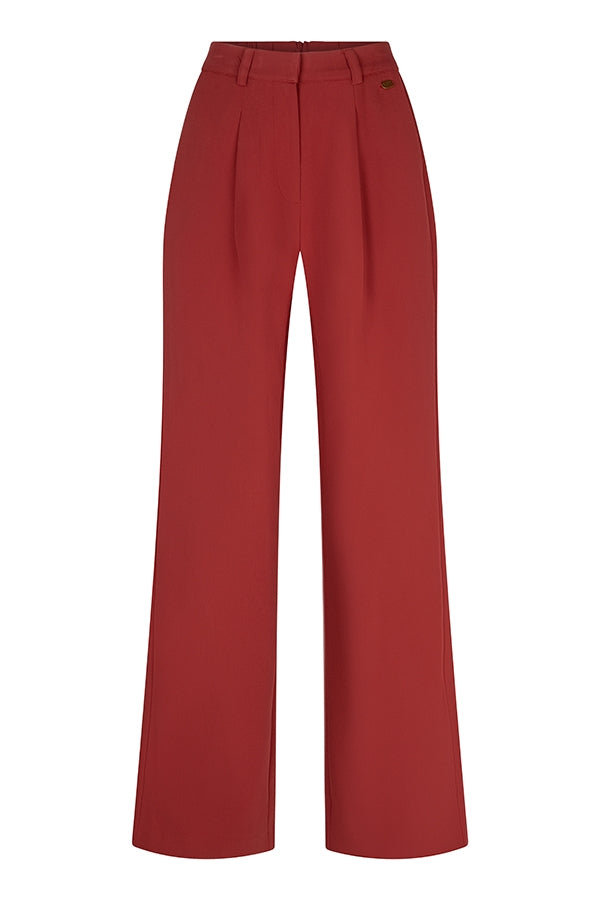 Lofty Manner Pant Indie - Uni Pleated Rood - OAK Fashion Noordwolde
