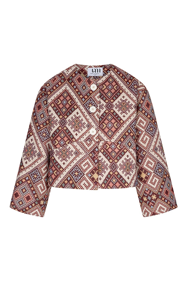 Lofty Manner Jacket Ilva - Fancy Jacquard Groen - OAK Fashion Noordwolde