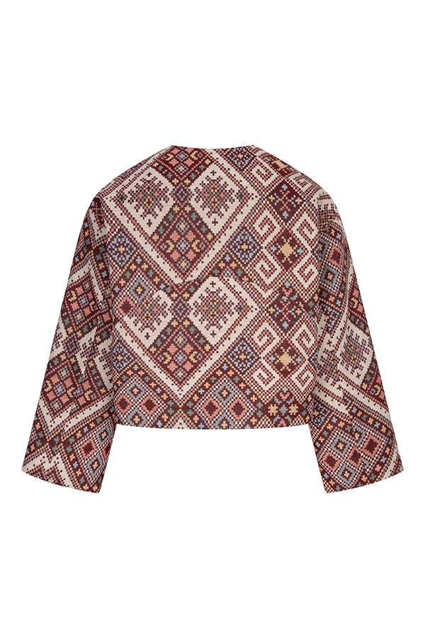 Lofty Manner Jacket Ilva - Fancy Jacquard Groen - OAK Fashion Noordwolde