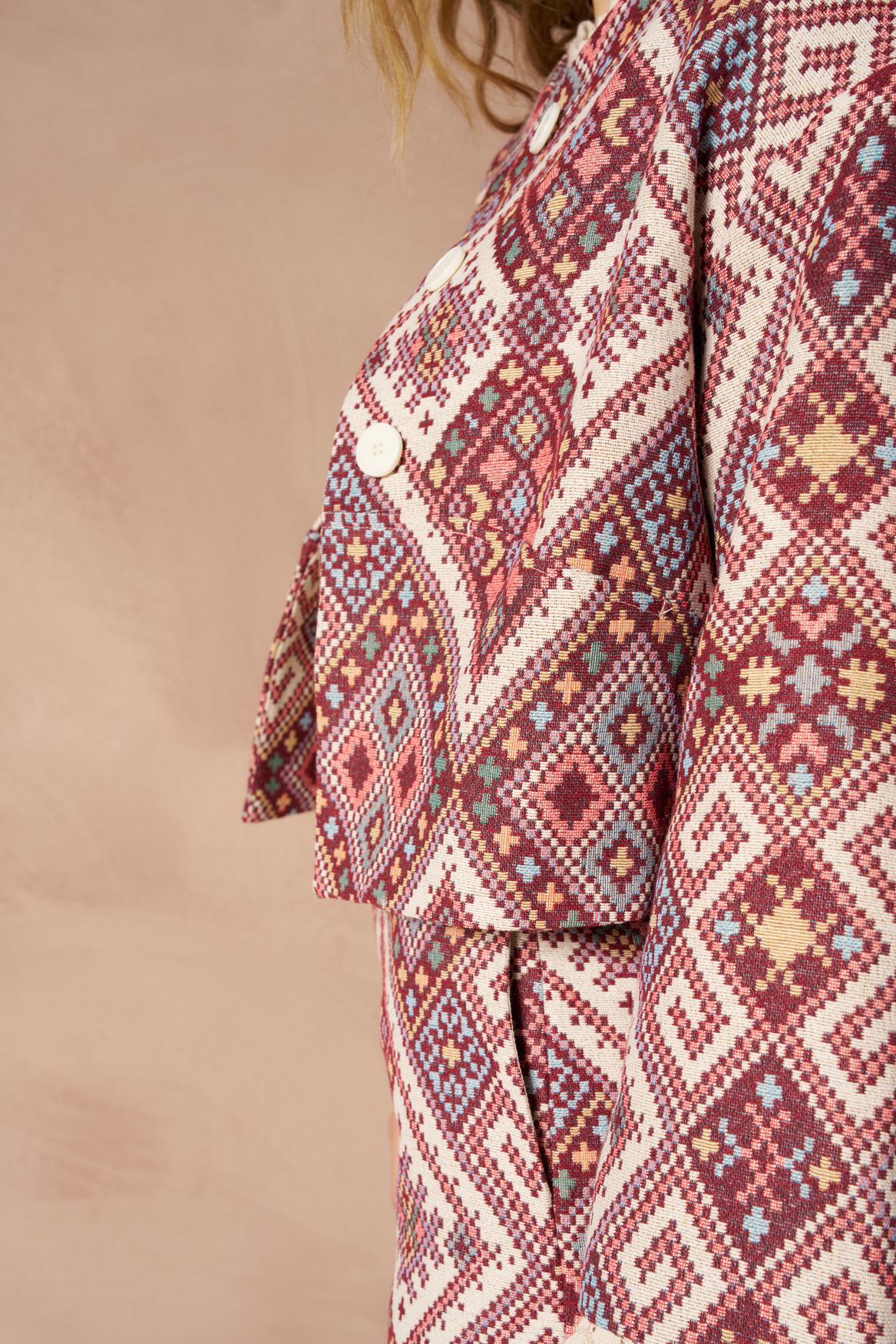 Lofty Manner Jacket Ilva - Fancy Jacquard Groen - OAK Fashion Noordwolde