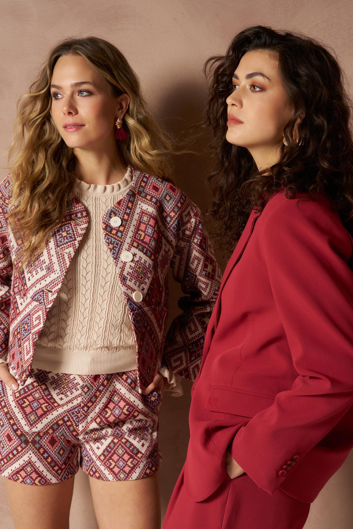 Lofty Manner Jacket Ilva - Fancy Jacquard Groen - OAK Fashion Noordwolde