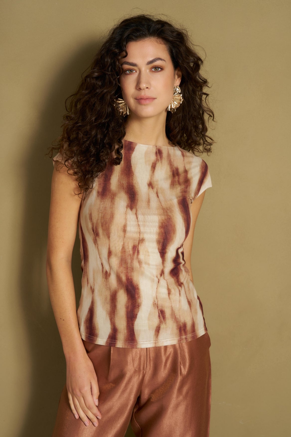 Lofty Manner Top Haisa - Abstract Mesh Bruin - OAK Fashion Noordwolde