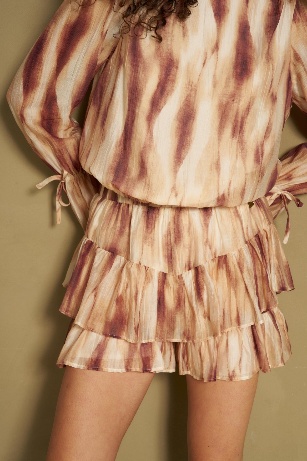 Lofty Manner Skort Hola - Abstract Ruffle Bruin - OAK Fashion Noordwolde