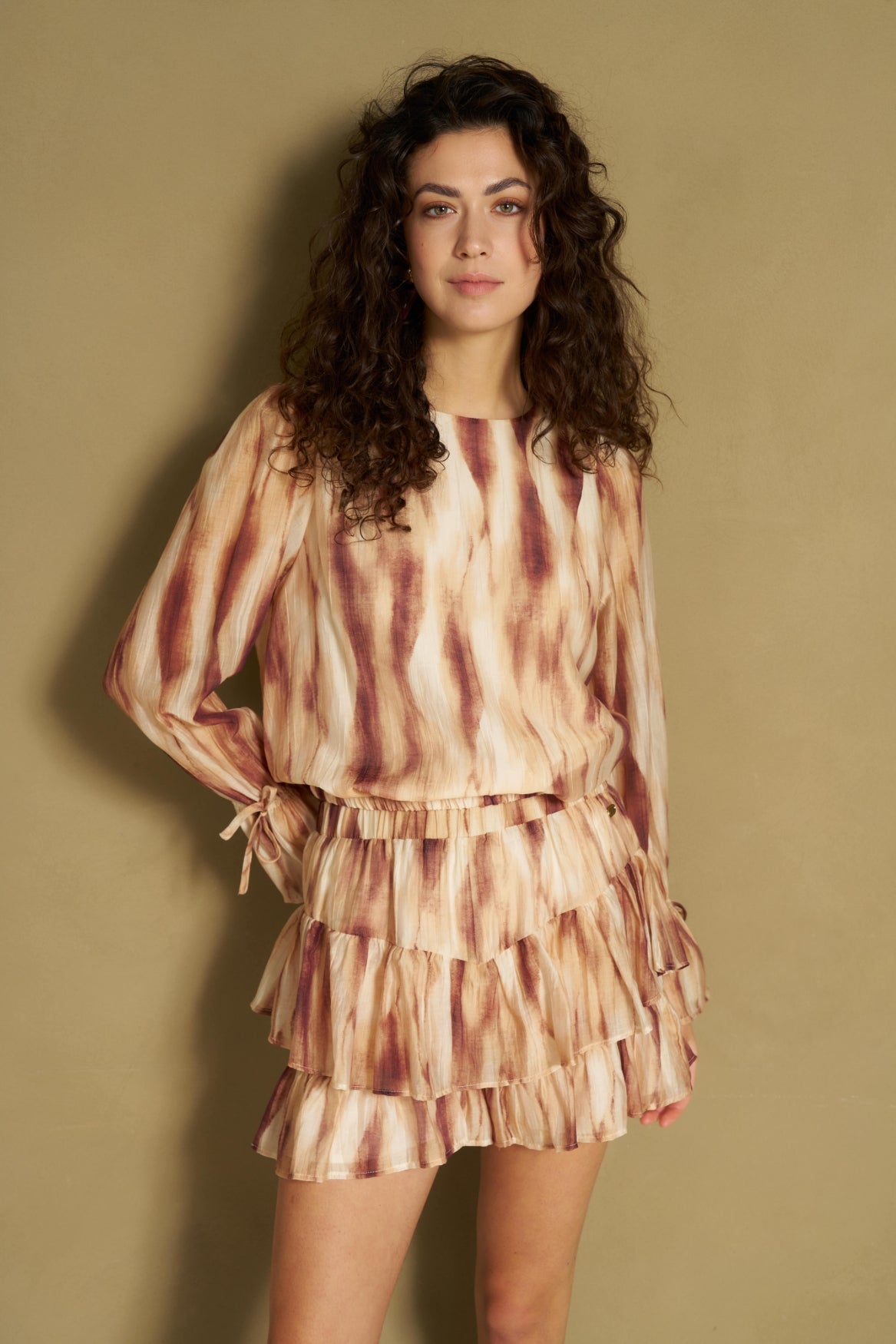 Lofty Manner Skort Hola - Abstract Ruffle Bruin - OAK Fashion Noordwolde
