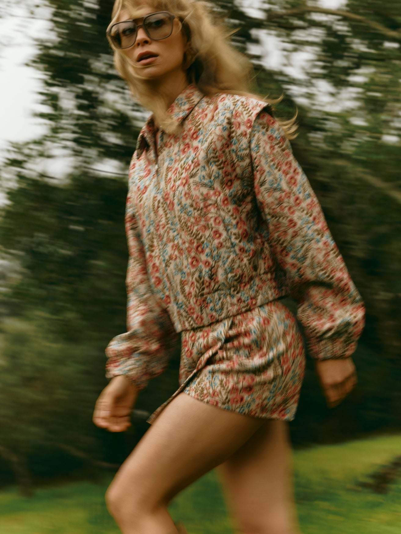 Lofty Manner Jacket Hani - Flower Jacquard Groen - OAK Fashion Noordwolde