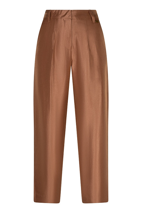 Lofty Manner Pant Helvi - High Rise Tapered Bruin - OAK Fashion Noordwolde