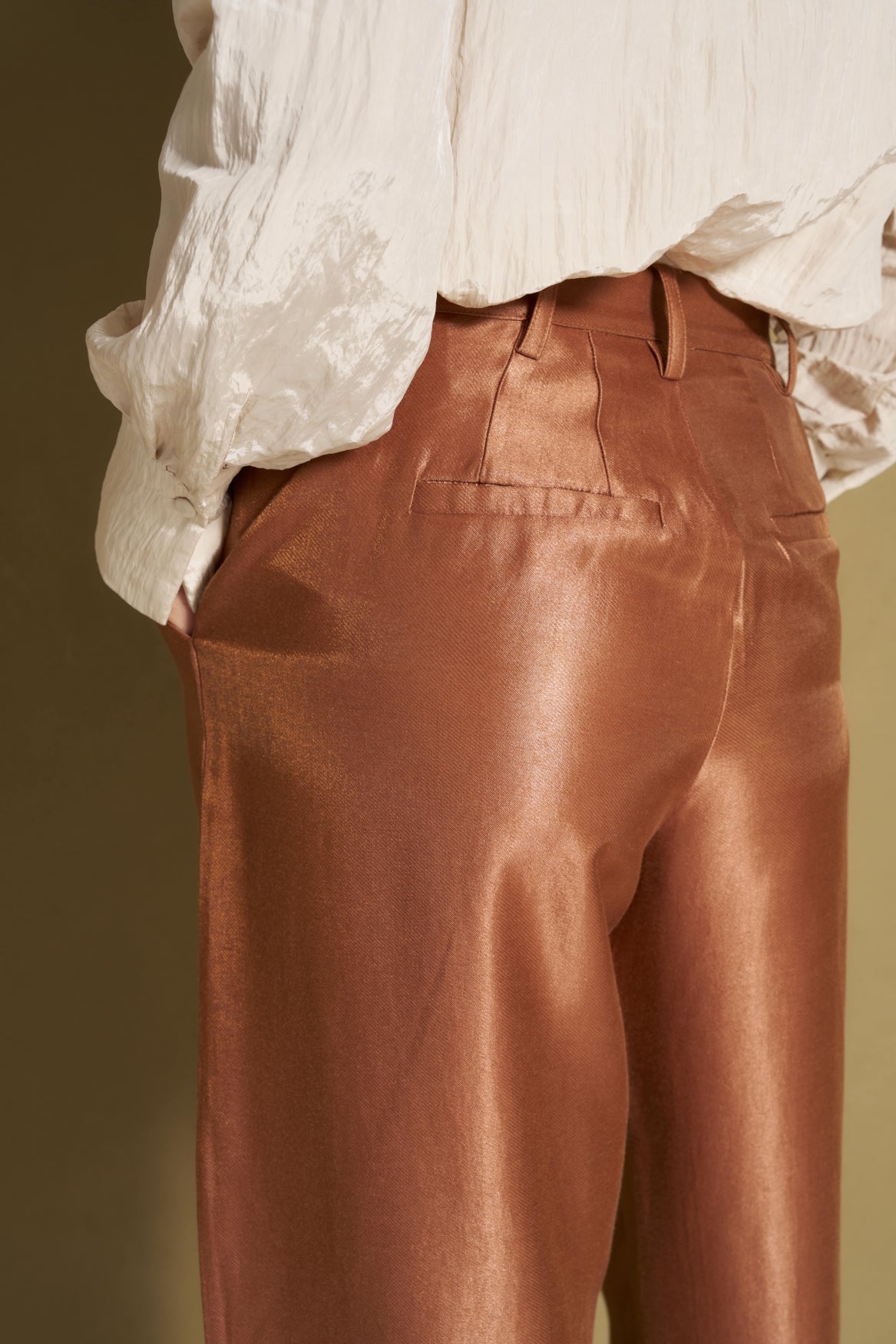 Lofty Manner Pant Helvi - High Rise Tapered Bruin - OAK Fashion Noordwolde