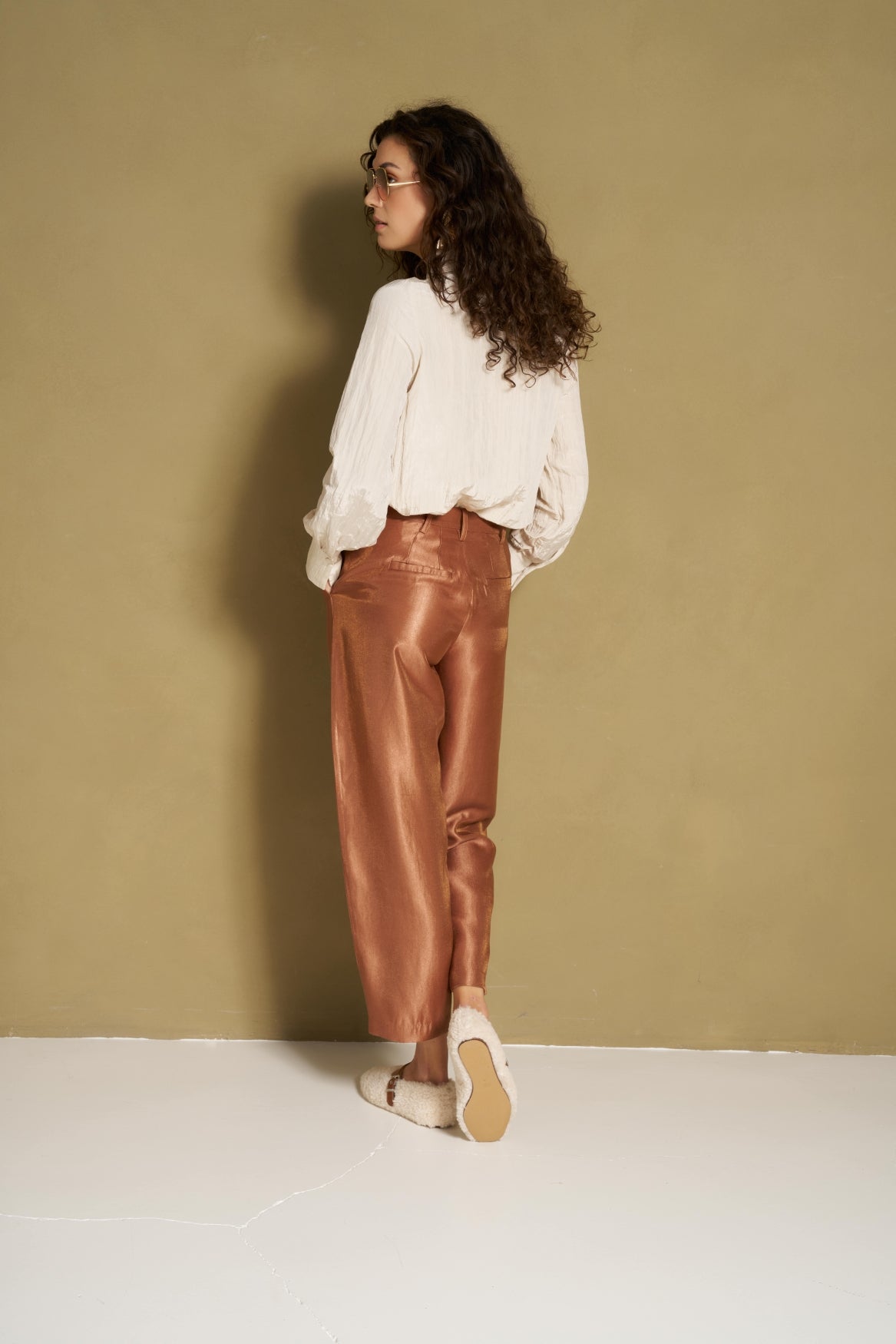 Lofty Manner Pant Helvi - High Rise Tapered Bruin - OAK Fashion Noordwolde