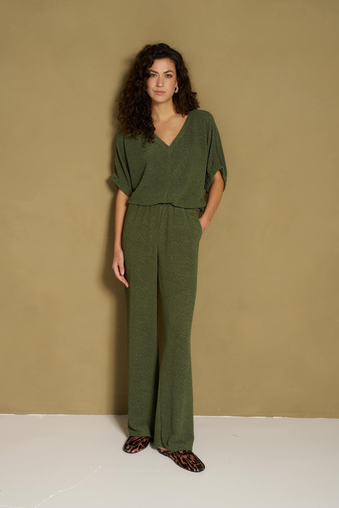 Lofty Manner Pant Mea - Mid Rise Relaxed Groen - OAK Fashion Noordwolde