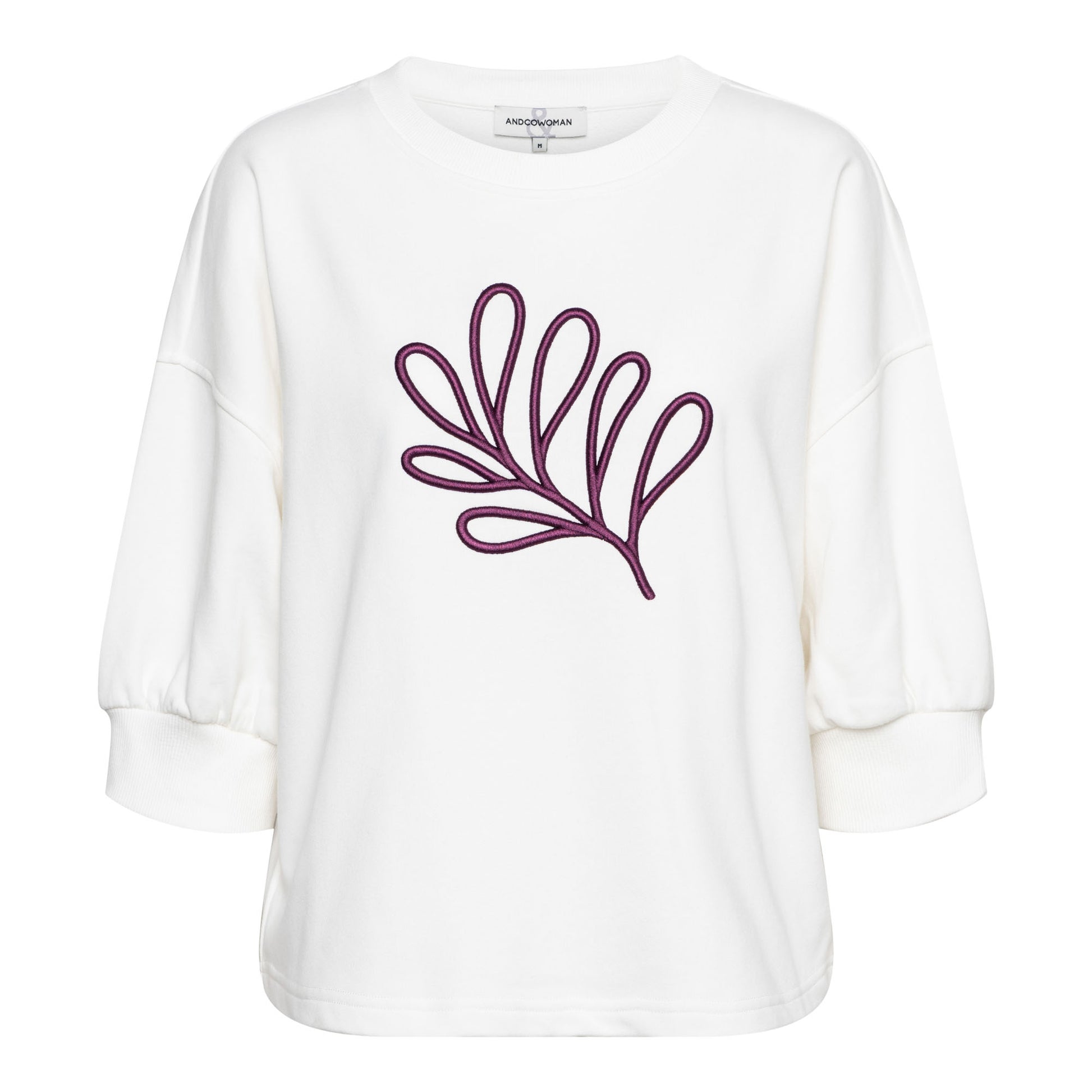 &Co Woman Top Leaf Wit - OAK Fashion Noordwolde