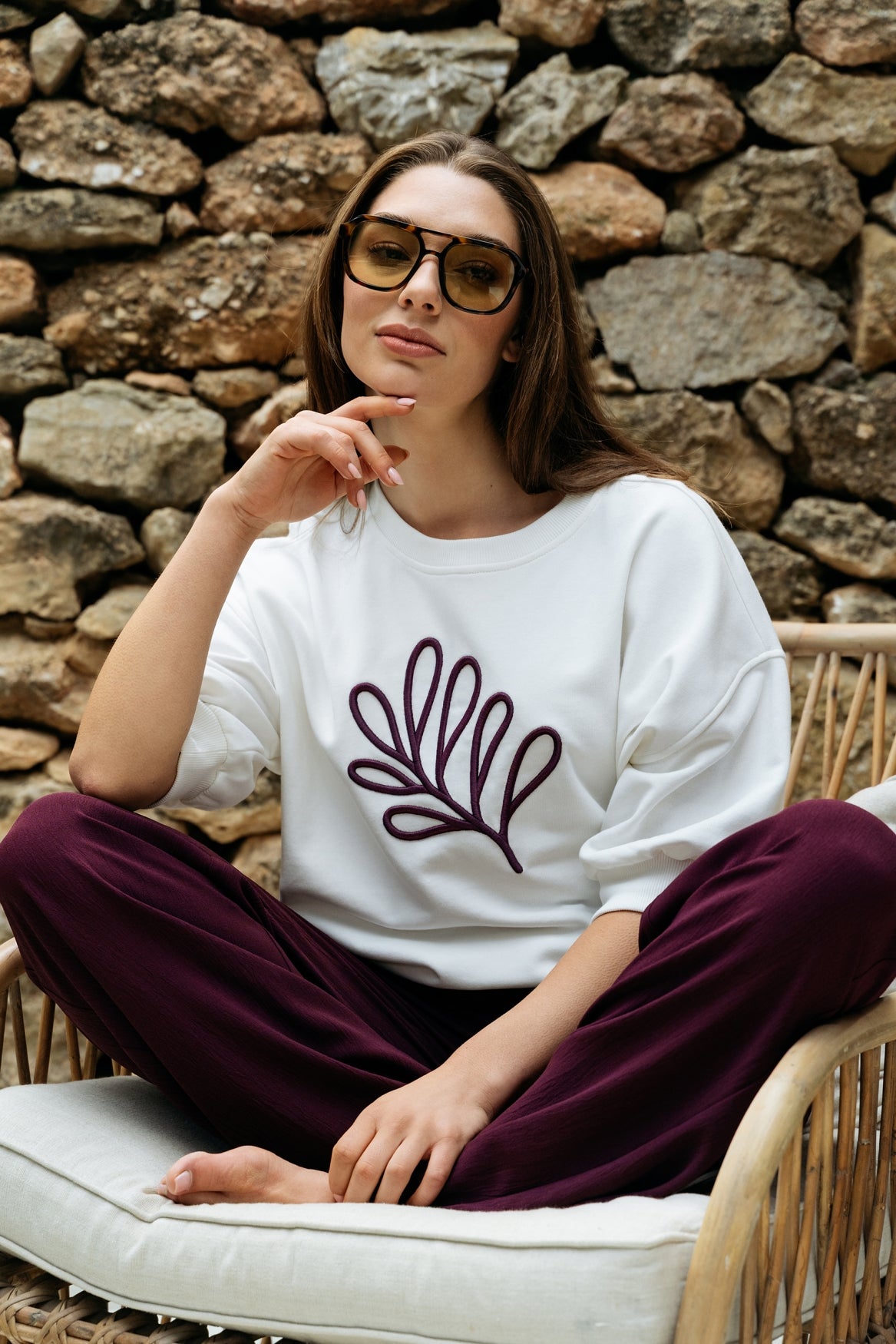 &Co Woman Top Leaf Wit - OAK Fashion Noordwolde