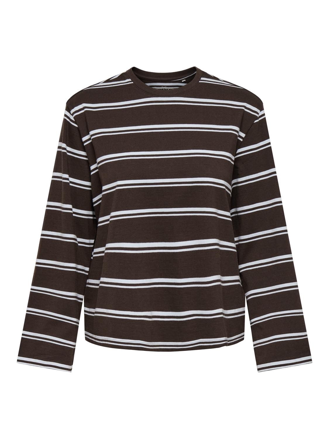 Carmakoma CARFREJA STRIPE L/S WIDE SLEEVE JRS Bruin - OAK Fashion Noordwolde