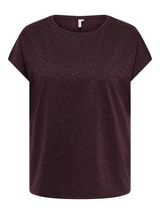 Carmakoma CARMOSTER GLITTER S/S TOP JRS NOOS Rood - OAK Fashion Noordwolde