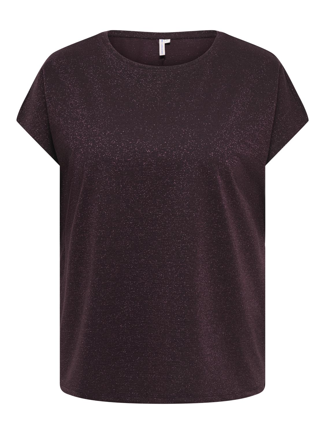 Carmakoma CARMOSTER GLITTER S/S TOP JRS NOOS Rood - OAK Fashion Noordwolde