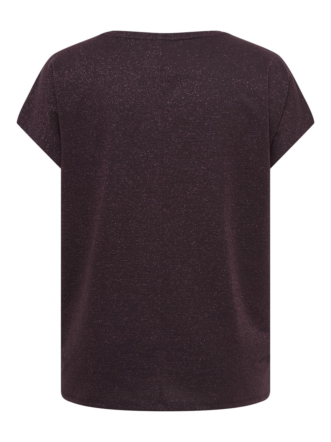 Carmakoma CARMOSTER GLITTER S/S TOP JRS NOOS Rood - OAK Fashion Noordwolde