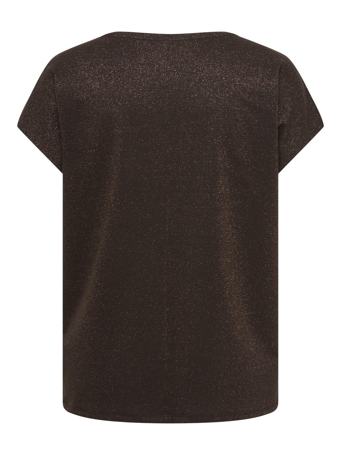 Carmakoma CARMOSTER GLITTER S/S TOP JRS NOOS Bruin - OAK Fashion Noordwolde