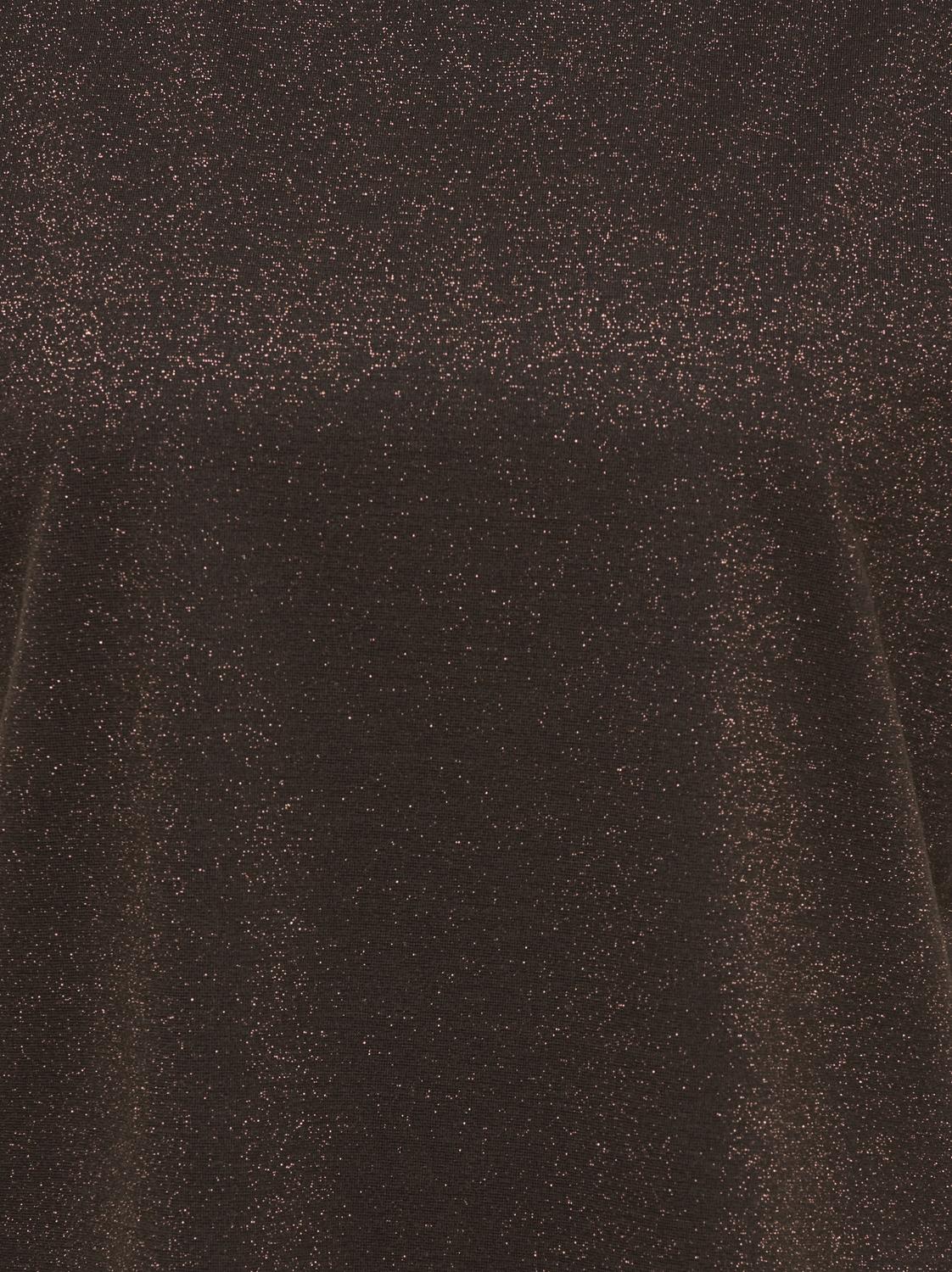 Carmakoma CARMOSTER GLITTER S/S TOP JRS NOOS Bruin - OAK Fashion Noordwolde