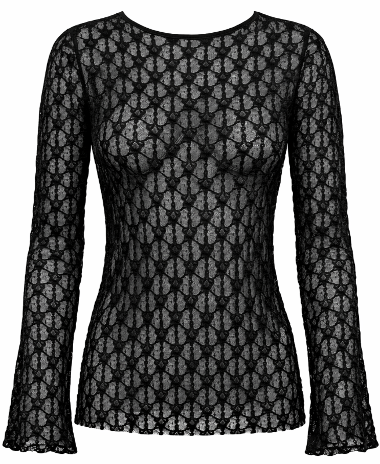 Carmakoma CARAYA L/S O-NECK A-SLEEVE LACE TOP JRS Zwart - OAK Fashion Noordwolde