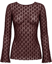 Carmakoma CARAYA L/S O-NECK A-SLEEVE LACE TOP JRS Bruin - OAK Fashion Noordwolde
