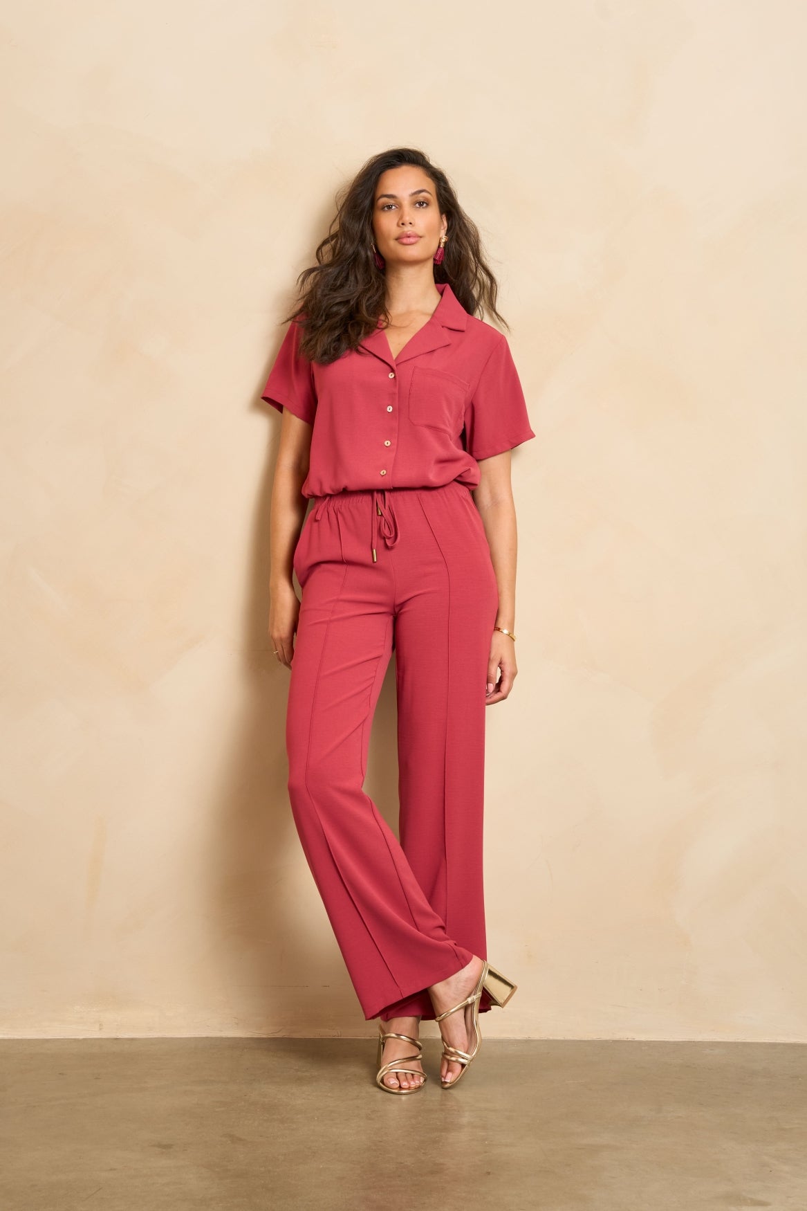 Lofty Manner Trouser Solana Rood - OAK Fashion Noordwolde