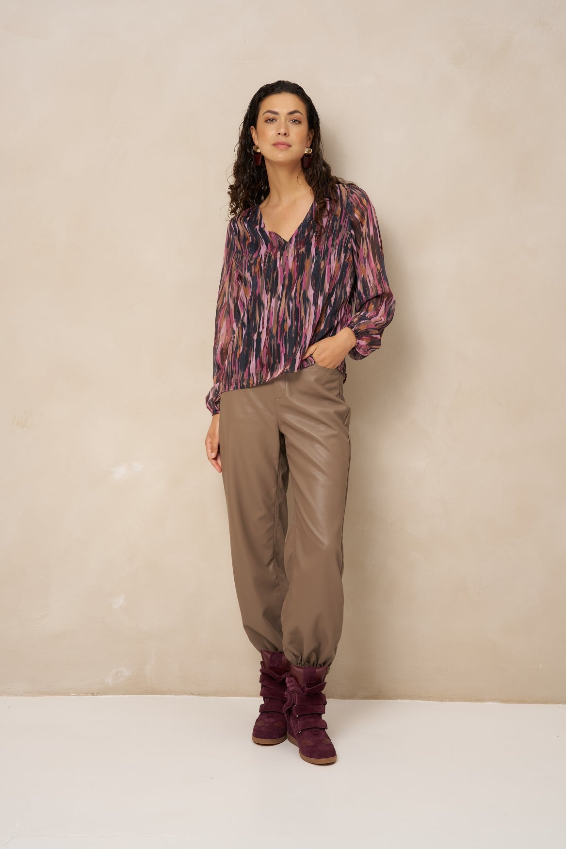 Lofty Manner Top Jannie - Abstract Printed Groen - OAK Fashion Noordwolde