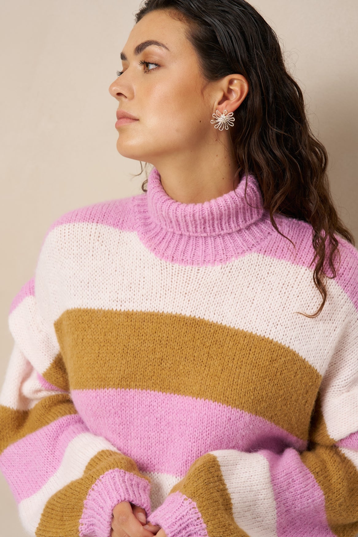 Lofty Manner Pull Jale - Chunky Striped Roze - OAK Fashion Noordwolde