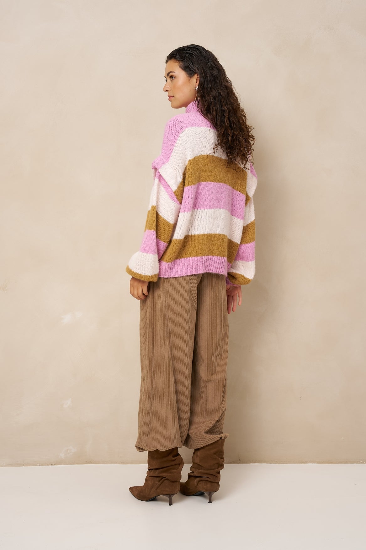 Lofty Manner Pull Jale - Chunky Striped Roze - OAK Fashion Noordwolde