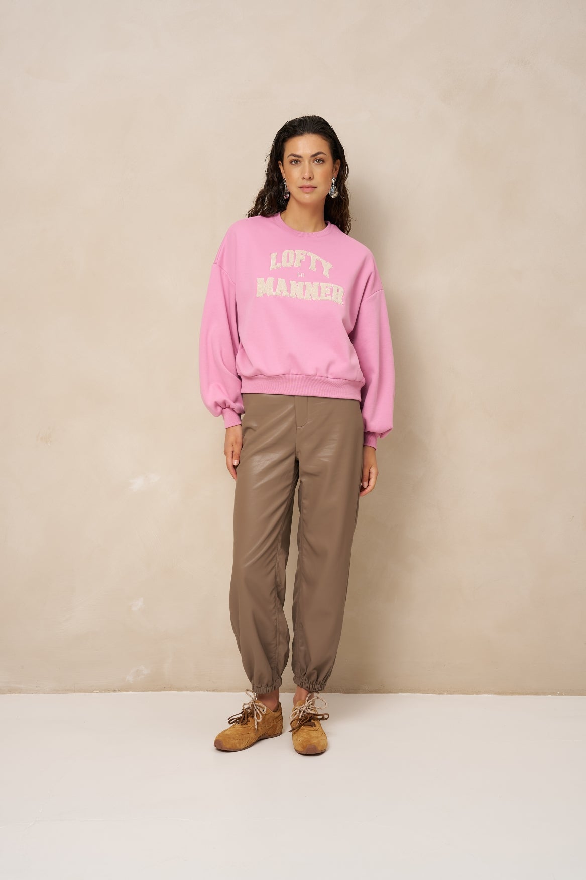 Lofty Manner Sweater Kensi - Balloon Sleeve Roze - OAK Fashion Noordwolde