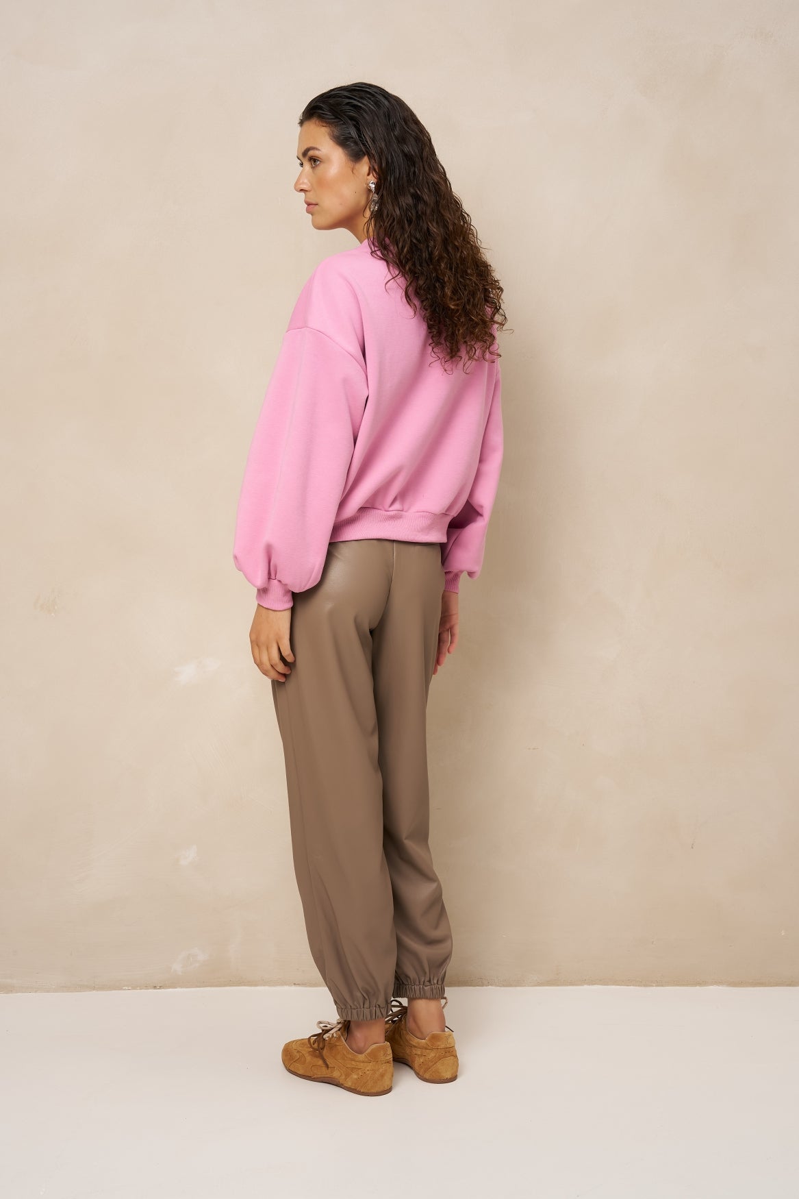Lofty Manner Sweater Kensi - Balloon Sleeve Roze - OAK Fashion Noordwolde