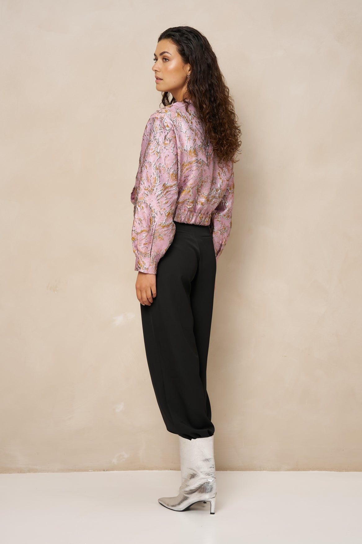 Lofty Manner Jacket Jules - Jacquard Bomber Roze - OAK Fashion Noordwolde