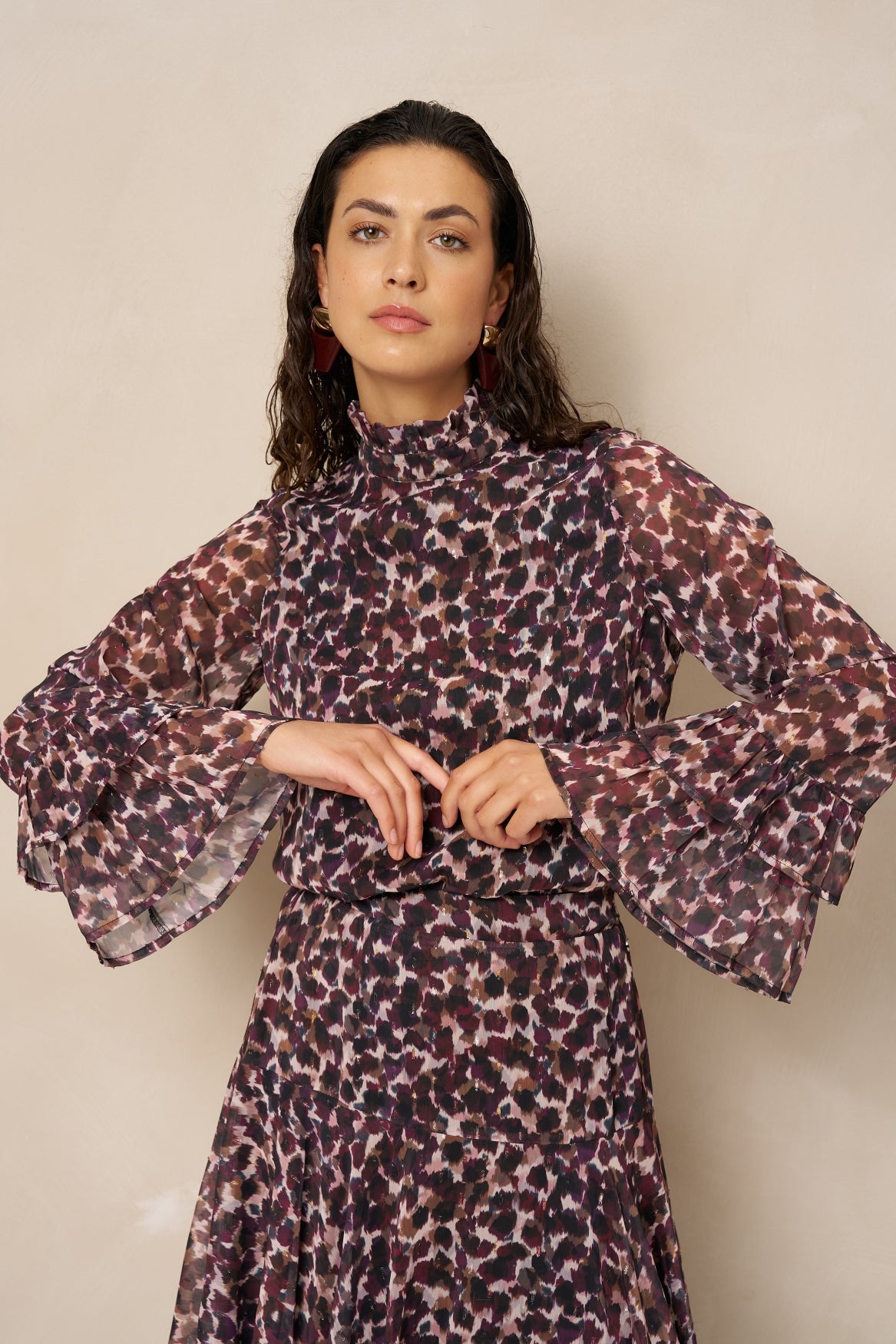 Lofty Manner Top Kyla - Printed Ruffle Groen - OAK Fashion Noordwolde