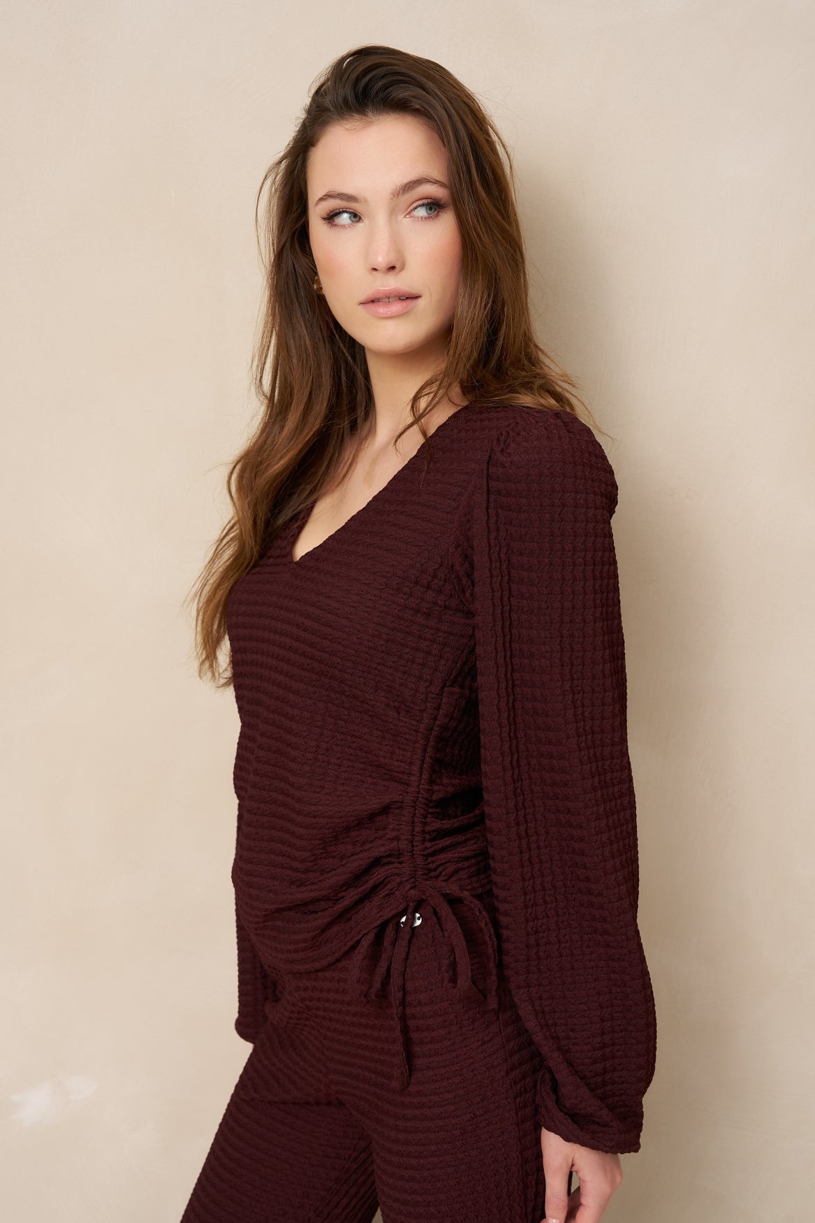 Lofty Manner Top Koa - Gathered Top Rood - OAK Fashion Noordwolde