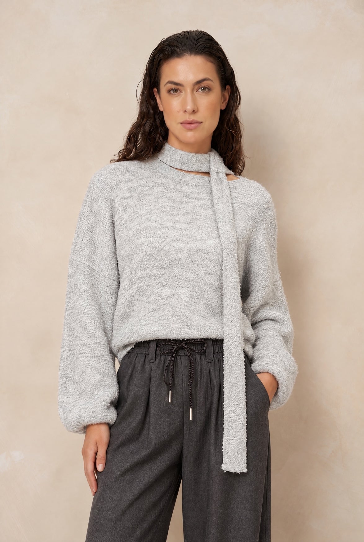 Lofty Manner Jumper Kira - Relaxed Knit Grijs - OAK Fashion Noordwolde