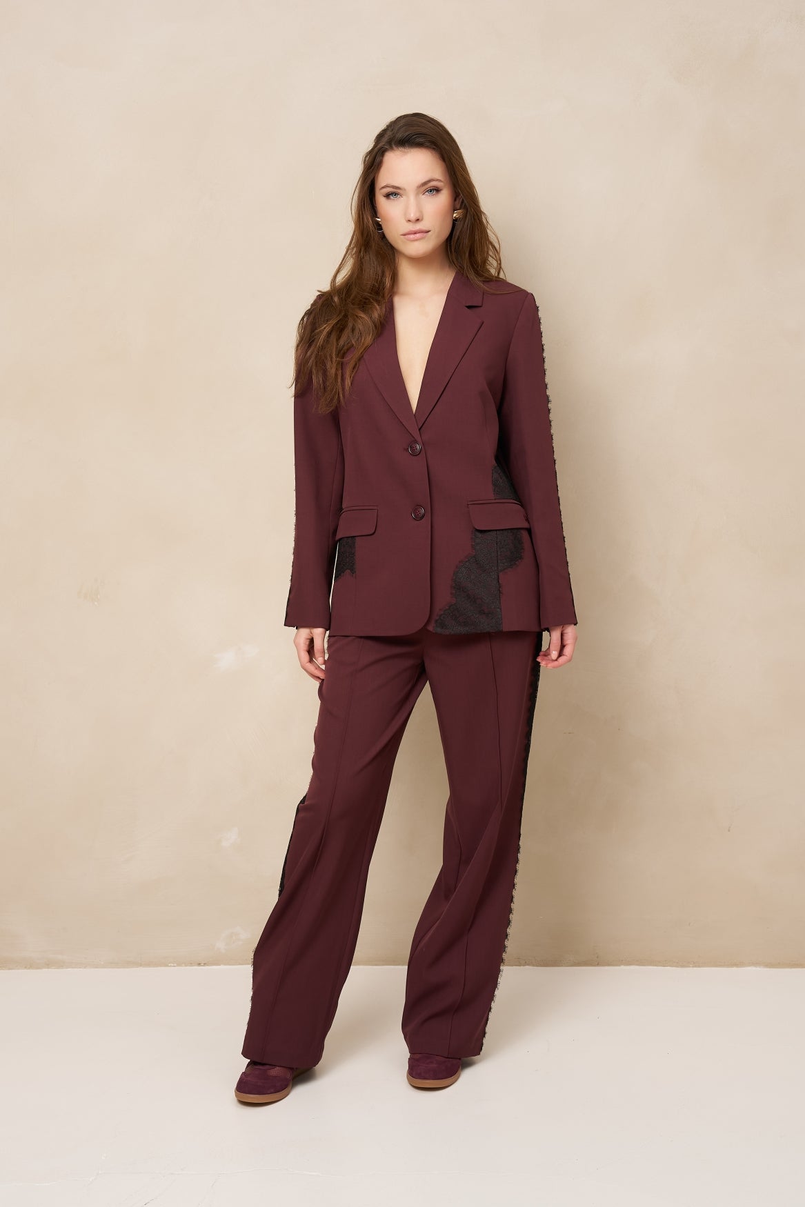 Lofty Manner Pant Koya - Lace Tape Rood - OAK Fashion Noordwolde