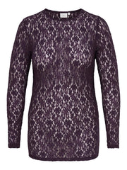 Carmakoma CARYRSA L/S LACE TOP JRS Paars - OAK Fashion Noordwolde