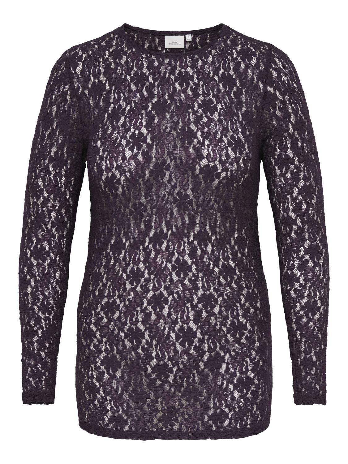 Carmakoma CARYRSA L/S LACE TOP JRS Paars - OAK Fashion Noordwolde