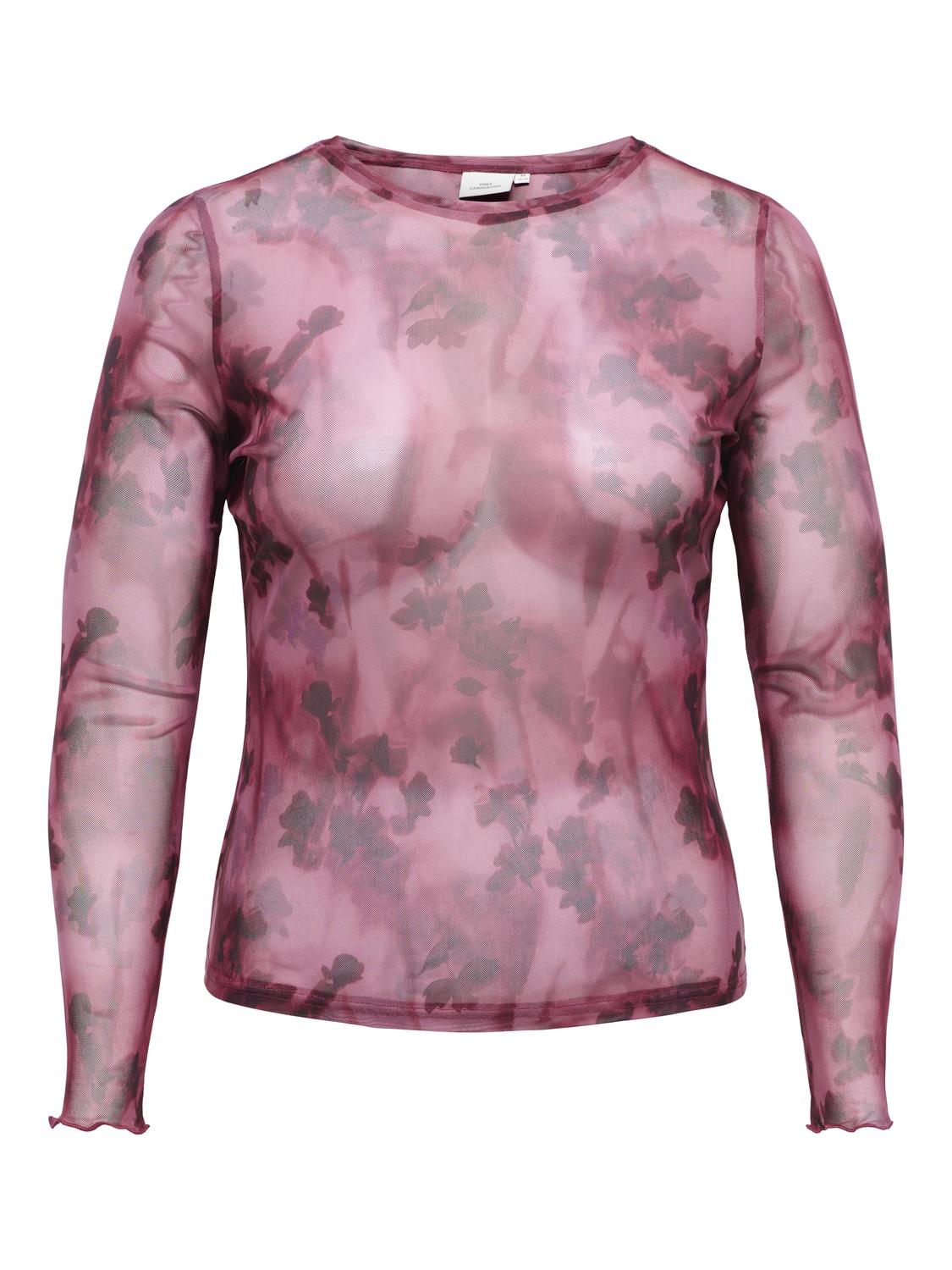 Carmakoma CARJUNGLE L/S O-NECK TOP JRS Paars - OAK Fashion Noordwolde