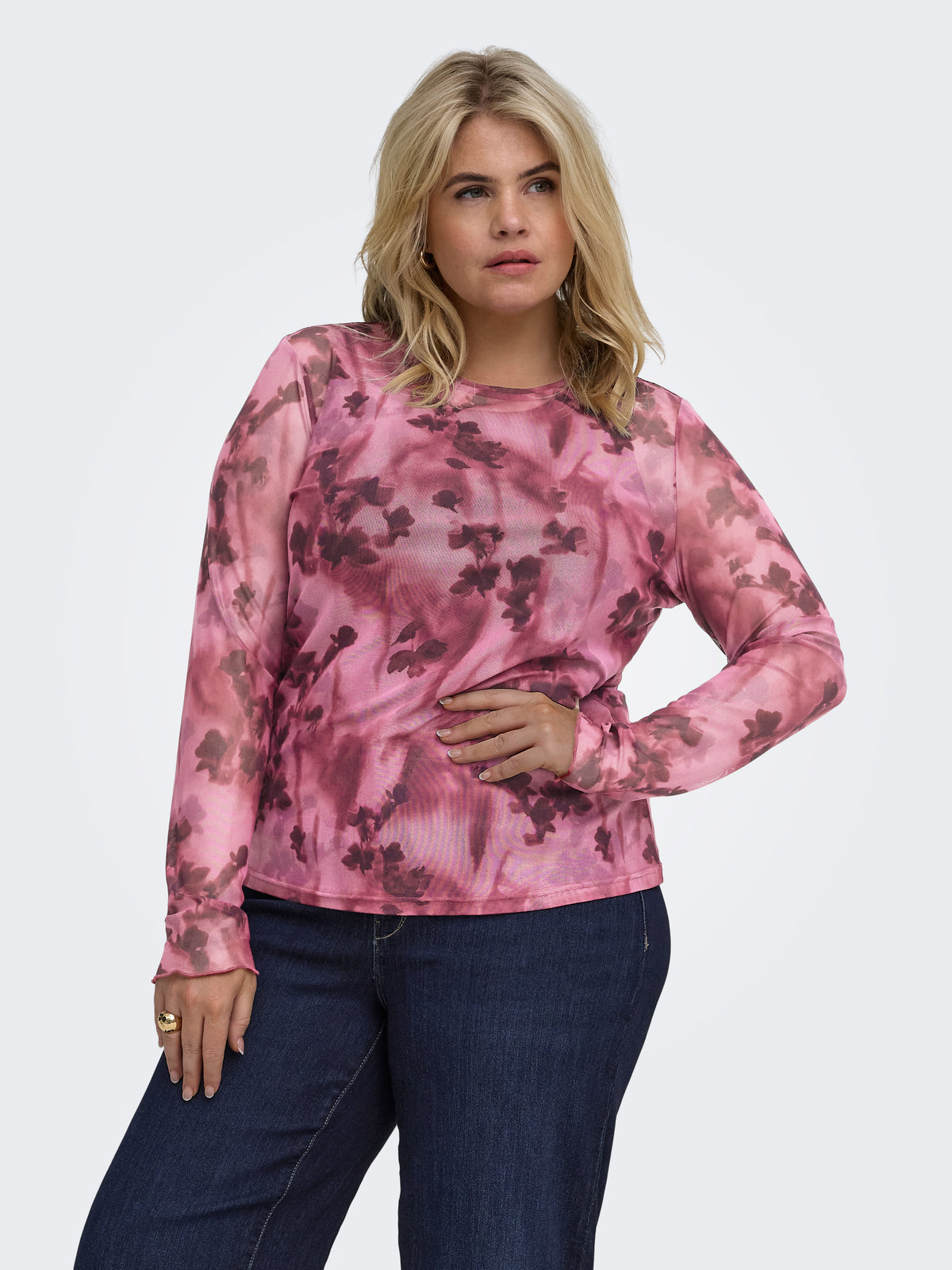 Carmakoma CARJUNGLE L/S O-NECK TOP JRS Paars - OAK Fashion Noordwolde