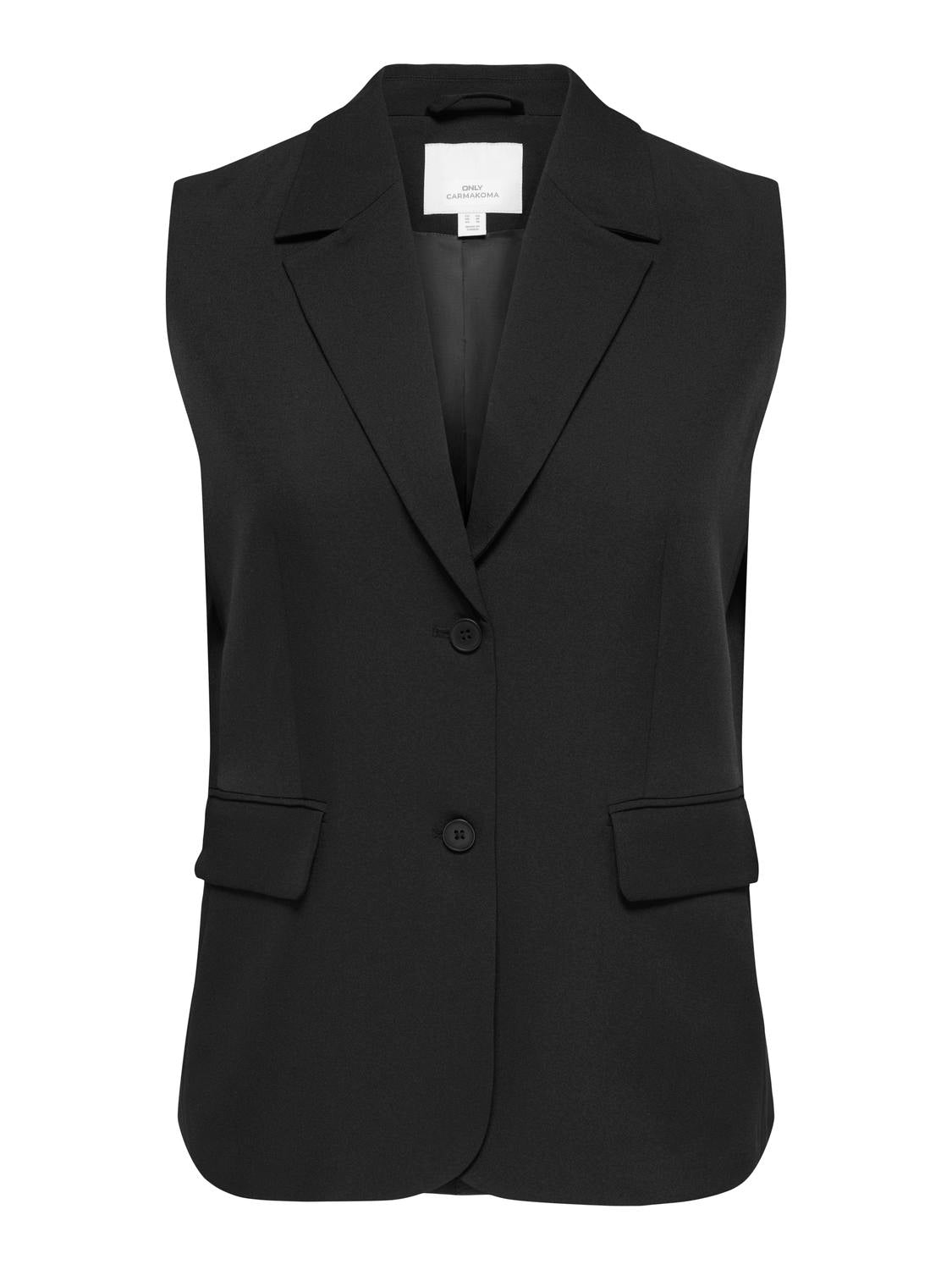 Carmakoma CARVICTORIA S/L LOOSE BUTTON VEST TLR Zwart - OAK Fashion Noordwolde