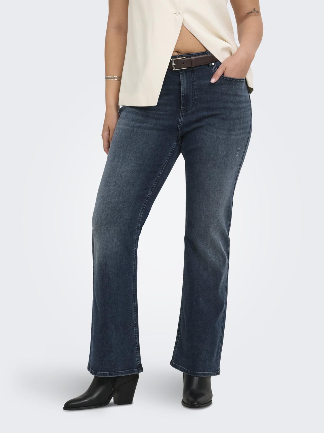 Carmakoma CARWILLY HW FLARED DNM REA409 NOOS Zwart - OAK Fashion Noordwolde