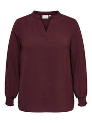Carmakoma CARMETTA L/S V-NECK TOP WVN NOOS Rood - OAK Fashion Noordwolde