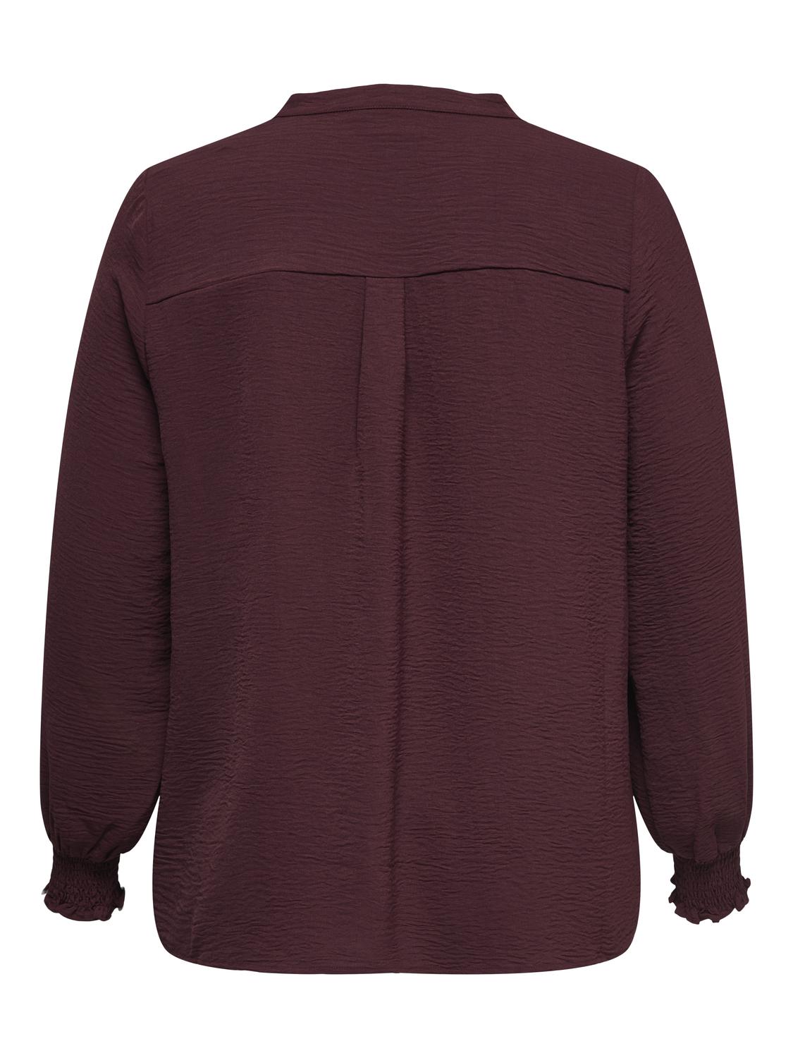 Carmakoma CARMETTA L/S V-NECK TOP WVN NOOS Rood - OAK Fashion Noordwolde