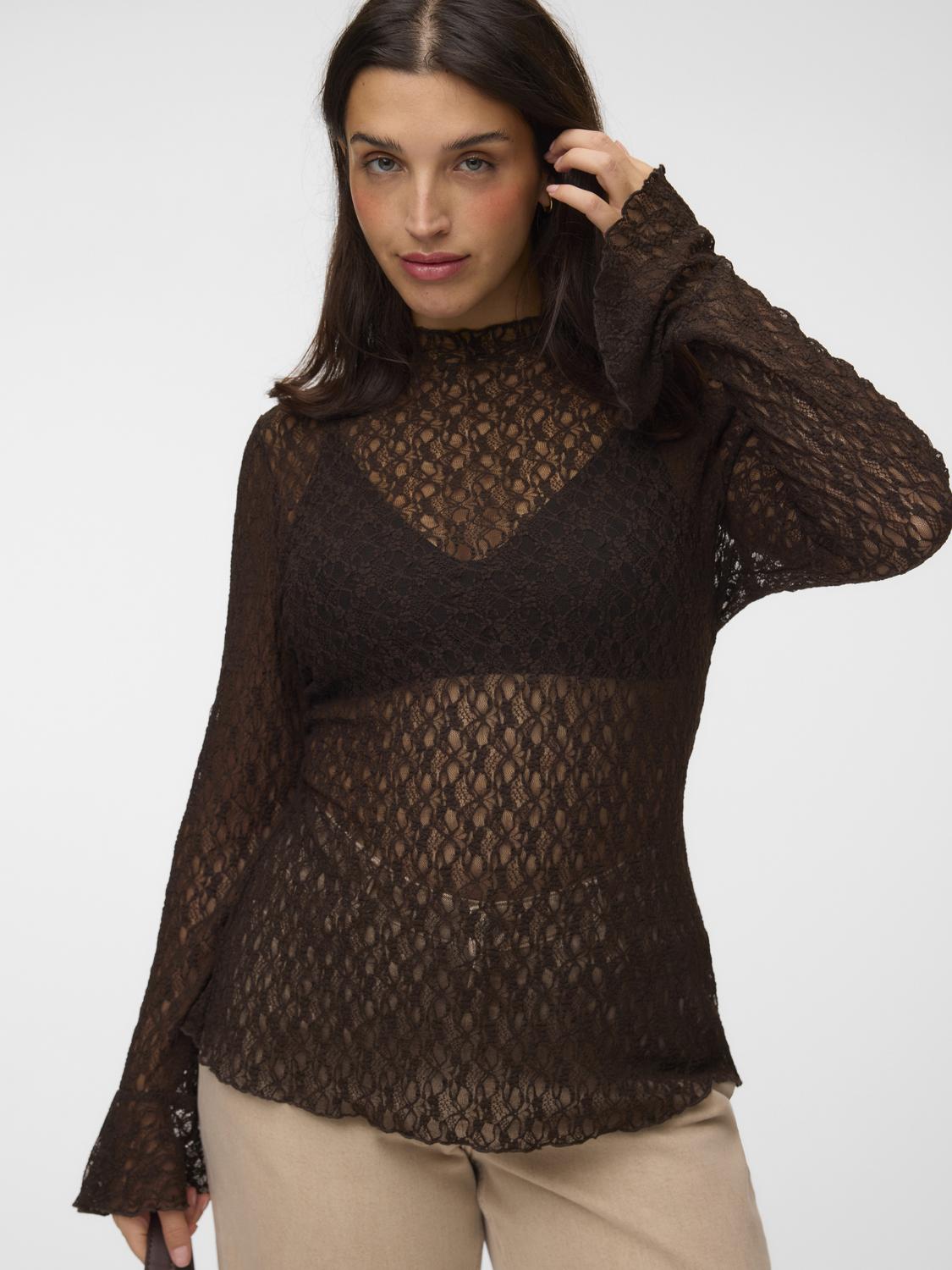 Vero Moda Top Ceva Bruin - OAK Fashion Noordwolde