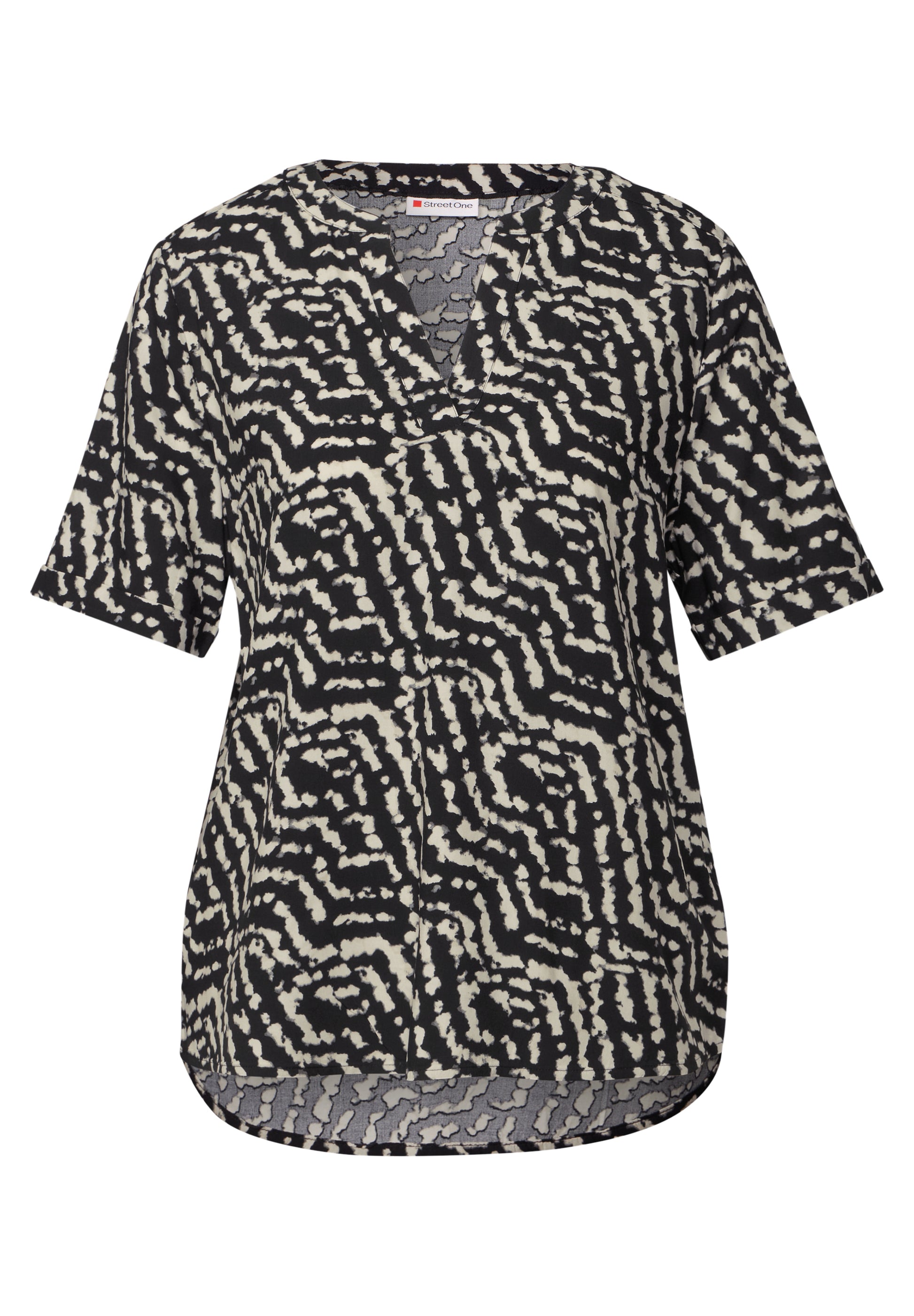 Street One Top Splitneck Zwart - OAK Fashion Noordwolde