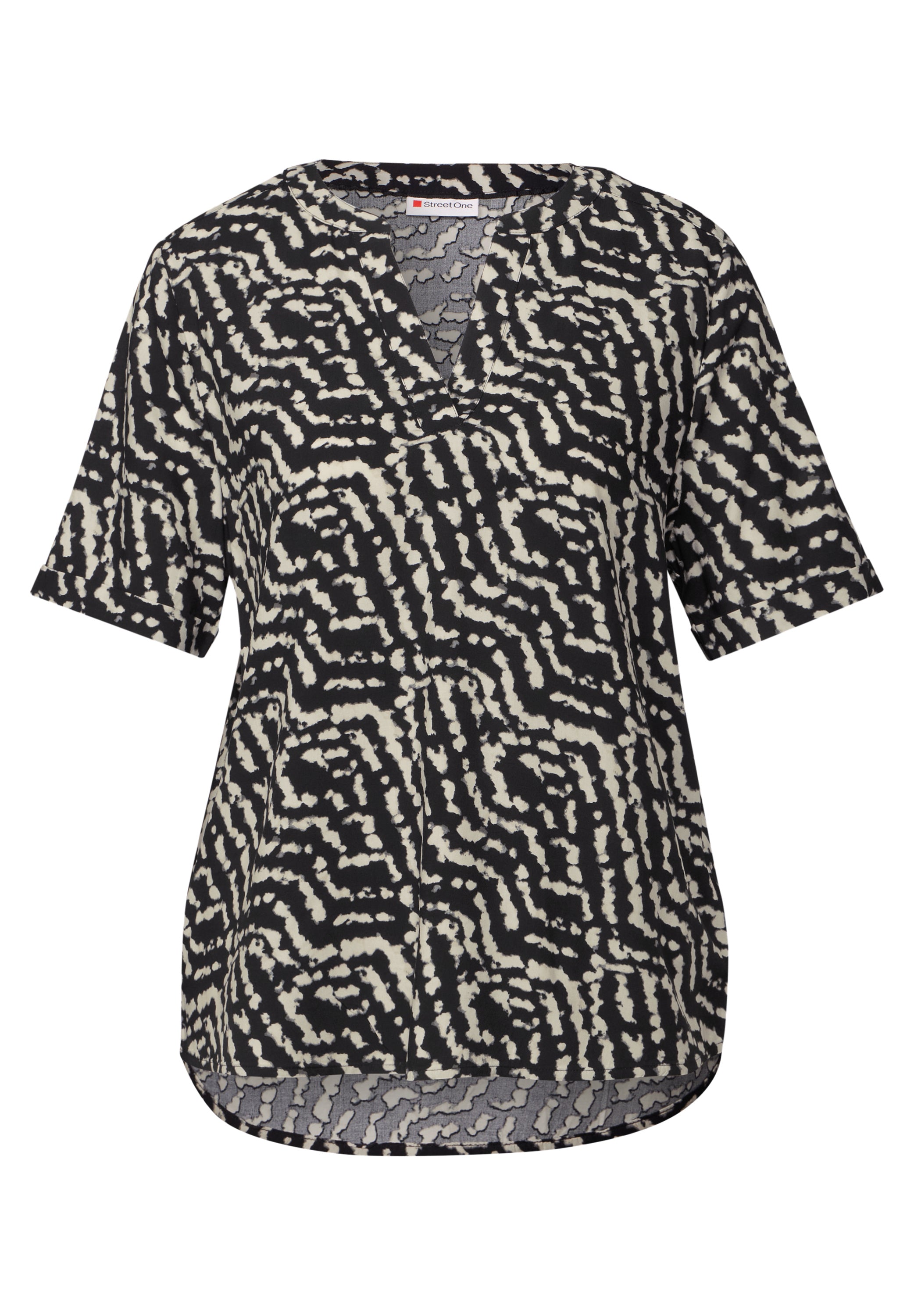 Street One Top Splitneck Zwart - OAK Fashion Noordwolde