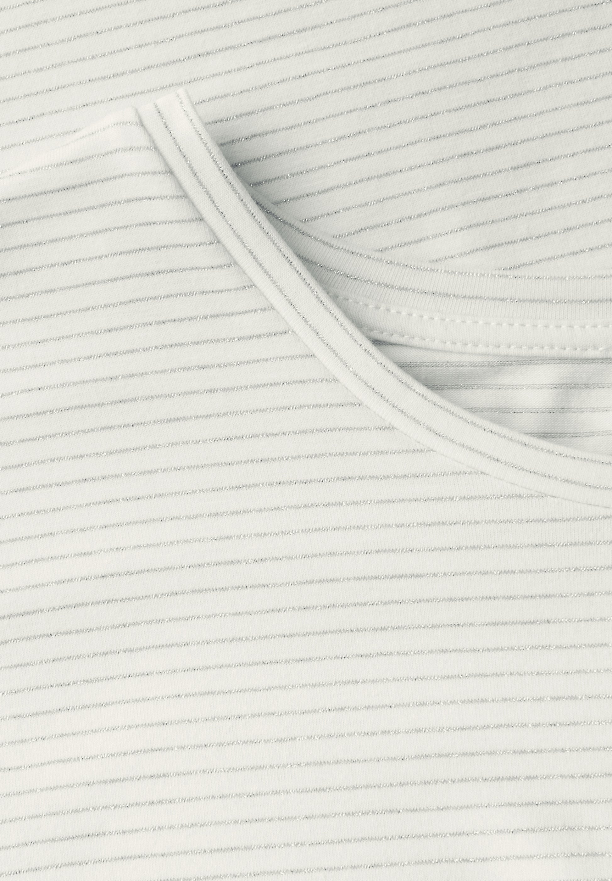 Street One Top Shiny Stripes Wit - OAK Fashion Noordwolde