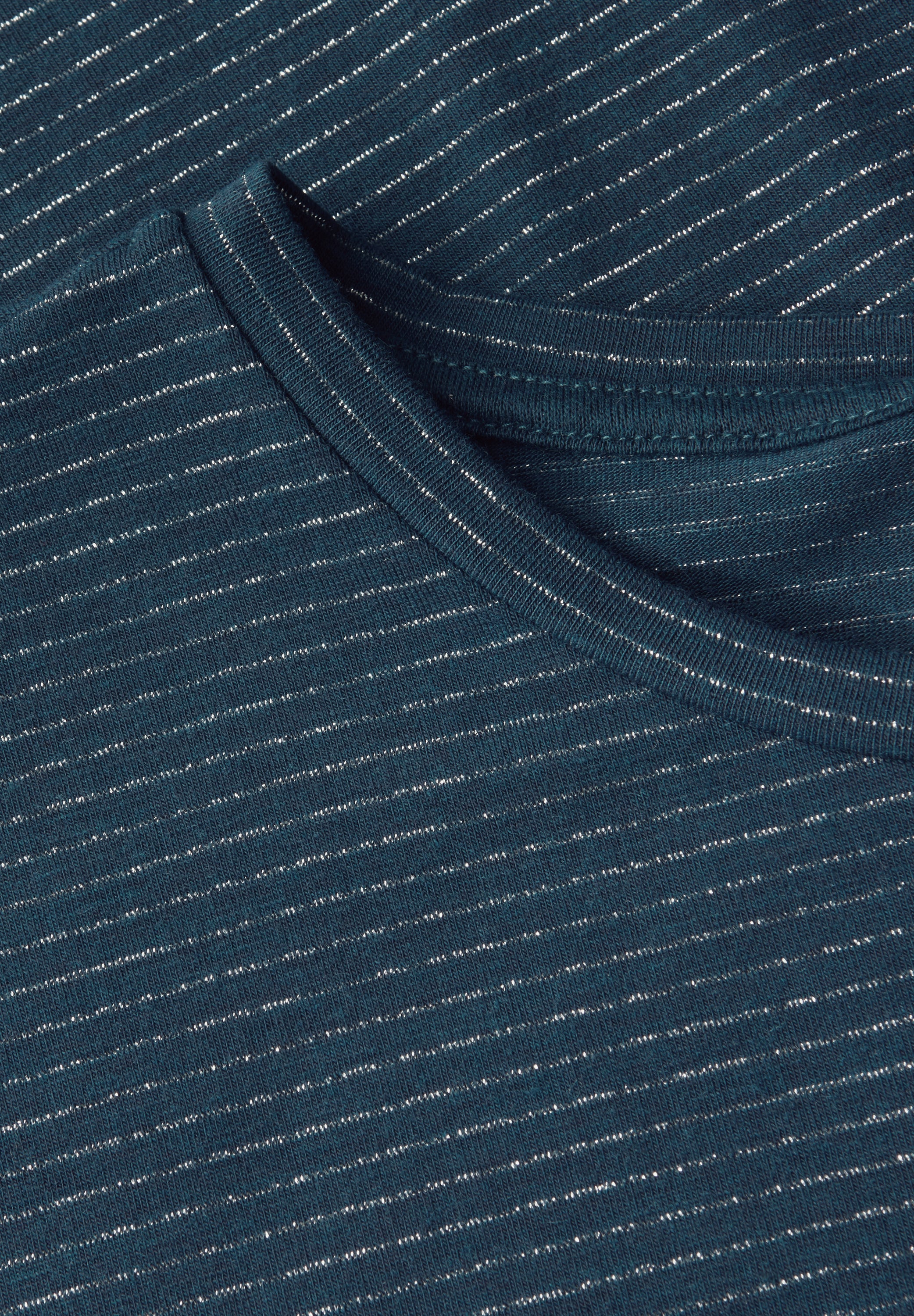 Street One Top Shiny Stripes Blauw - OAK Fashion Noordwolde