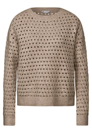 Street One Trui Opengewerkt Bruin - OAK Fashion Noordwolde