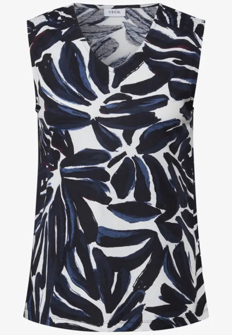 Cecil Top Mouwloos Blauw - OAK Fashion Noordwolde