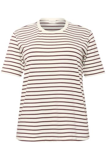 Kaffe Curve Winni Sleeve T-Shirt Ant. White/Fudge Stripe - OAK Fashion Noordwolde